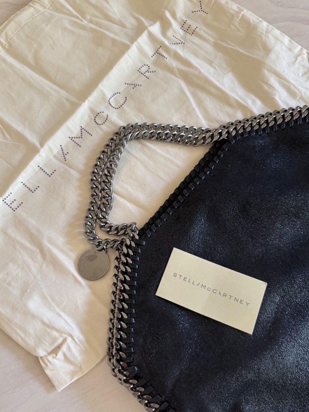 Stella McCartney Falabella Tote Bag Black Silver Chain Clutch Handbag Purse - Picture 6 of 13
